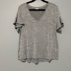 a new day Heather Gray V-Neck Top with Ruffle Sleeves